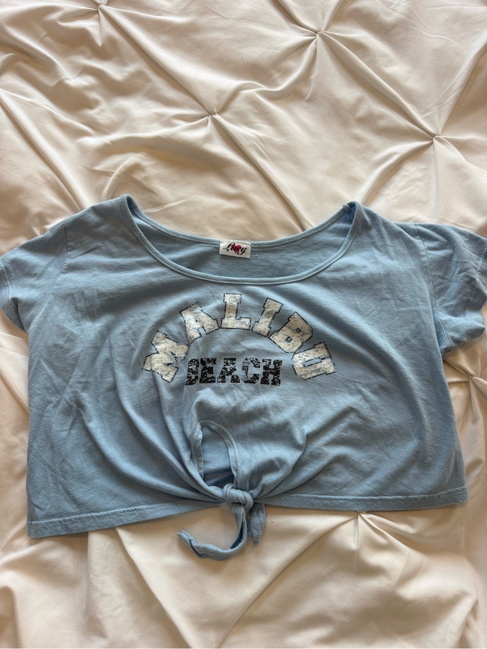 Light Blue Malibu Beach Tie-Front Tee - Women’s Size Small